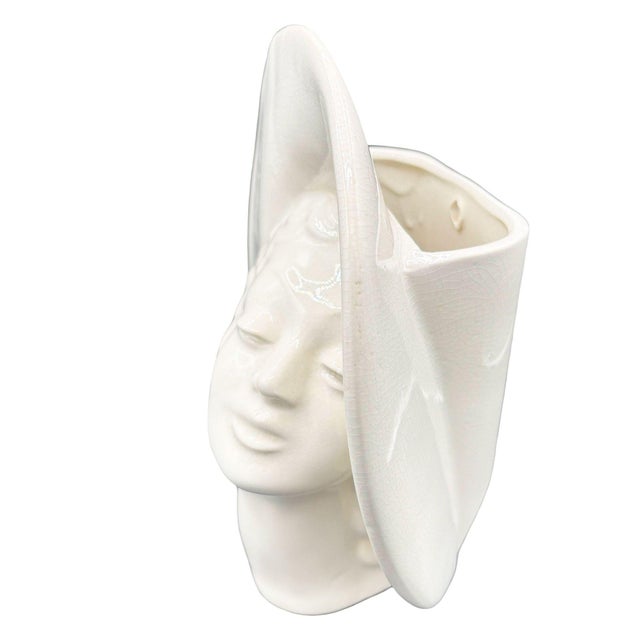 1930s Large Art Deco Hat Lady Bust White Ceramic Planter by Royal Haeger For Sale In Los Angeles - Image 6 of 9