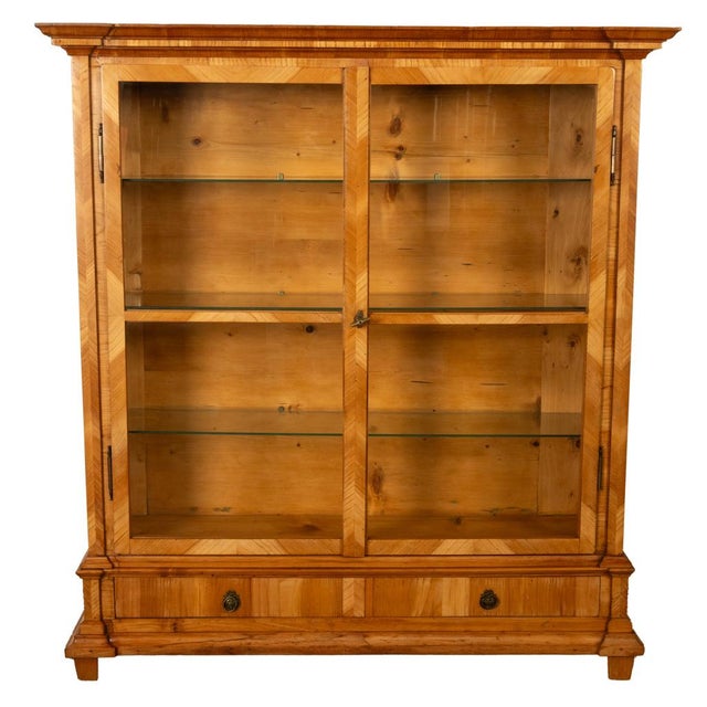 Antique Austrian Cherry Wood Biedermeier Display Library Cabinet Bookcase 1840 For Sale - Image 4 of 12