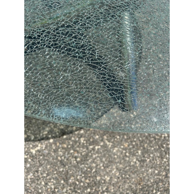 Late 20th Century Mid Century Modern Tripod “Jax” Dining Table 60” Crackle Glass Top For Sale In Philadelphia - Image 6 of 8