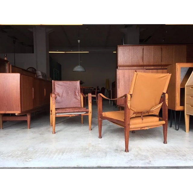1950s Set of Leather Safari Chairs by Kaare Klint for Rudolf Rasmussen, 1950s For Sale - Image 5 of 11