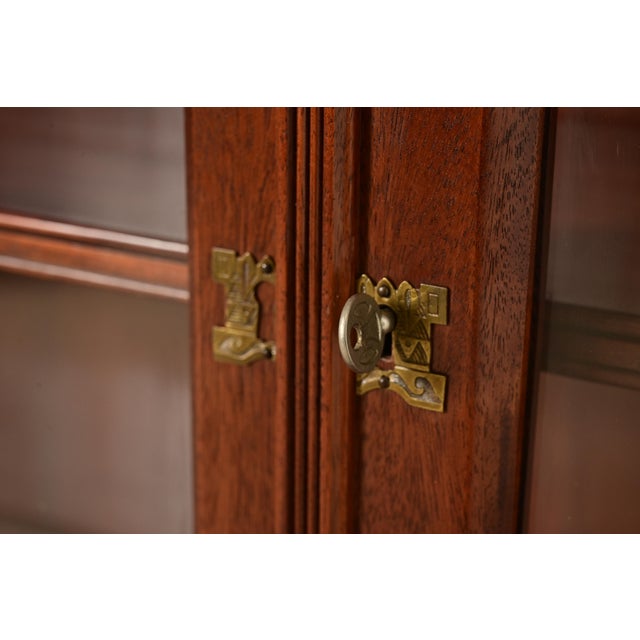 Brown Herter Brothers Style Antique Eastlake Victorian Carved Mahogany Bookcase Cabinet, Circa 1880s For Sale - Image 8 of 14