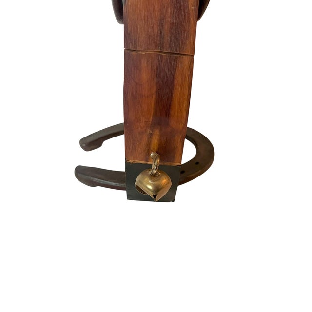 Vintage Western Folk Art Cowboy Boot Coin Bank With Horseshoe & Brass Bell – Handcrafted Rustic For Sale - Image 10 of 11