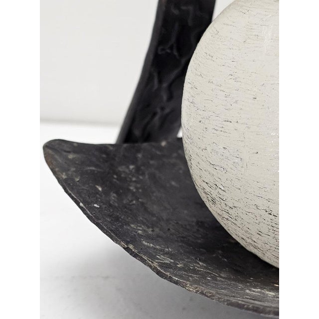 Black Vintage Brutalist Studio Craft Wrought Iron Candlestick, 1960s For Sale - Image 8 of 9