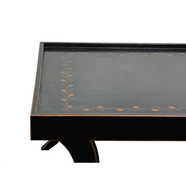 1970s Vintage Black Slayed Legs Rectangular Low Coffee Table For Sale - Image 5 of 13