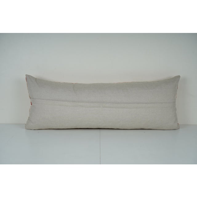 Suzani Lumbar Pillow Cover – Embroidered Boho Cushion (14'' X 35'') For Sale - Image 4 of 4
