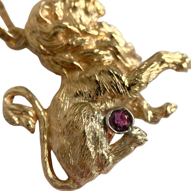 Late 20th Century Vintage 14k Gold Leo Pendant For Sale - Image 5 of 9