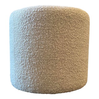 Boucle Textured Pouf Footstool For Sale
