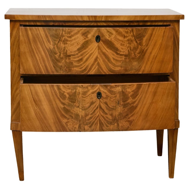 19th Century English 19th Century Mahogany Bow Front Chest with Flame Veneer, Two Drawers For Sale - Image 5 of 12