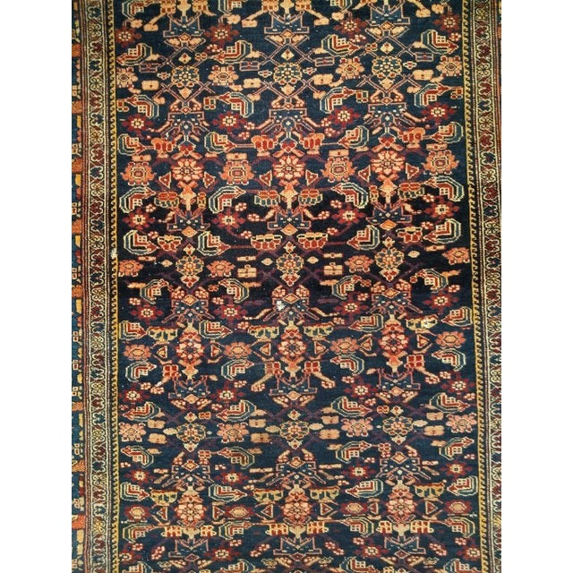 Early 20th Century Persian Senneh Area Rug, Hand-Knotted Allover Herati Geometric Pattern, Navy & Red, 4’ X 6’ For Sale - Image 4 of 10