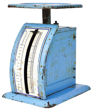 Bauhaus Decorative Blue Avantgarde Letter Scale attributed to Marianne Brandt, Germany, 1930s