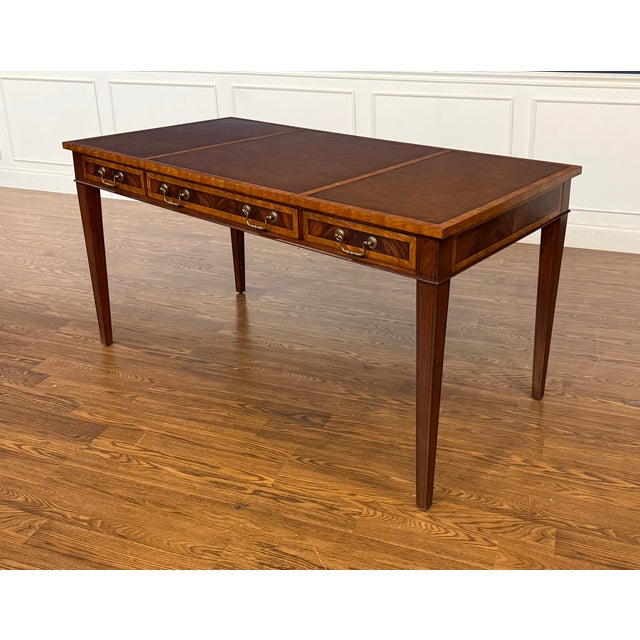Brown Hepplewhite Mahogany Writing Desk by Leighton Hall - Showroom Sample For Sale - Image 8 of 18