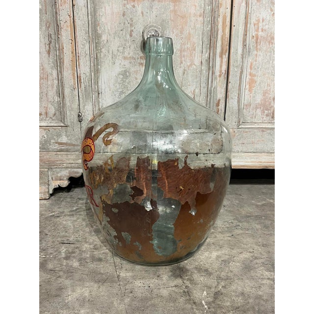 Hand Painted Antique Demi John Bottle From Normandy, France, ‘Pinot Noir’, Original Crate For Sale In Dallas - Image 6 of 10