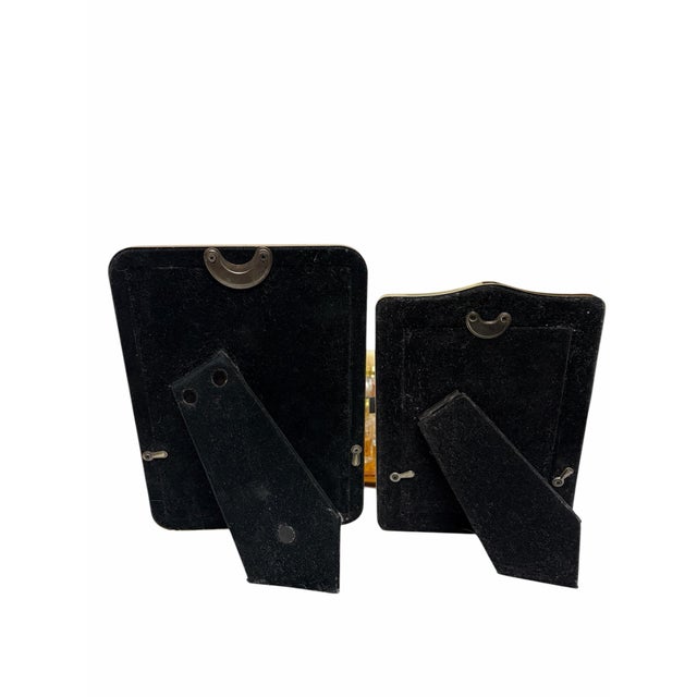 Mid-Century Modern Pair Vintage Brass Table Top Picture Frames For Sale - Image 3 of 5