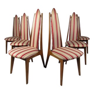 Mid 20th Century Highback Dining Chairs Attributed to Adrian Pearsall - 6 Pieces For Sale