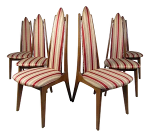 Mid 20th Century Highback Dining Chairs Attributed to Adrian Pearsall - 6 Pieces