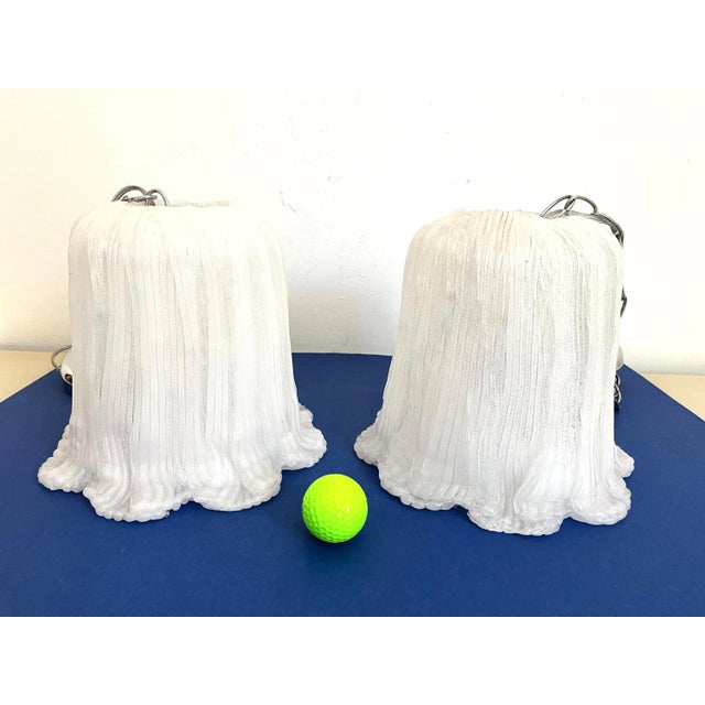 White 1960s Lucite Tulip Pendant Lights - a Pair For Sale - Image 8 of 17