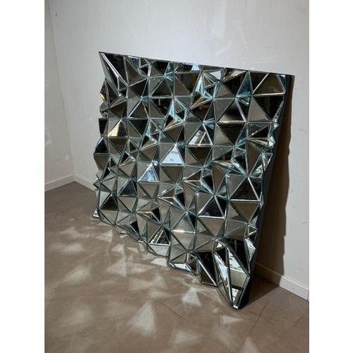 Large Sculptural Panel Prism Wall Mirror For Sale - Image 6 of 8