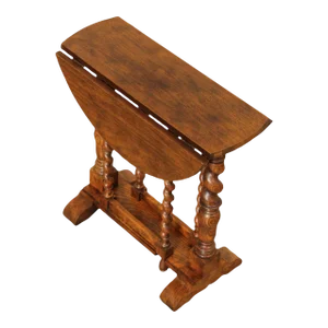 1970s Baker Furniture Jacobean Style Oak Barley Twist Drop Leaf Table