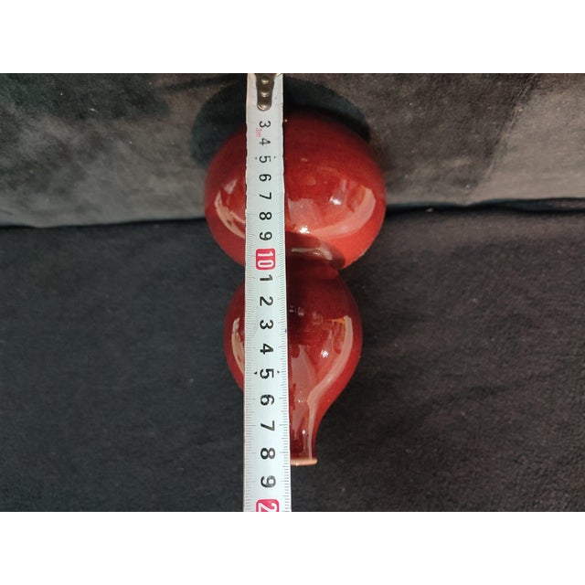 Chinese Ceramic Vase,Red GlazePorcelain Gourd Vase For Sale - Image 10 of 11