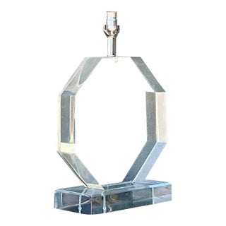 Vintage Slab Lucite Octagon Lamp For Sale