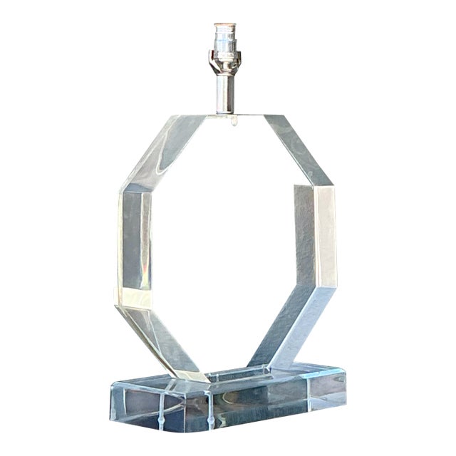 Vintage Slab Lucite Octagon Lamp For Sale