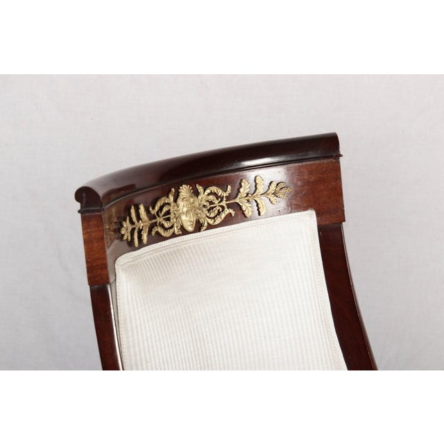 Antique Empire Style Mahogany Gondola Chairs with Gilded Bronze Appliqués, 1820, Set of 2 For Sale - Image 12 of 18