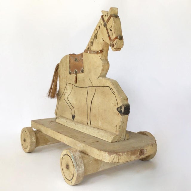 1920s Antique Wood Horse Pull Toy For Sale - Image 5 of 7