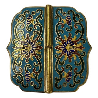 2 Sets Turquoise Enamel Cloisonne Butterfly Hinges Metal Decor Plaque Art For Sale