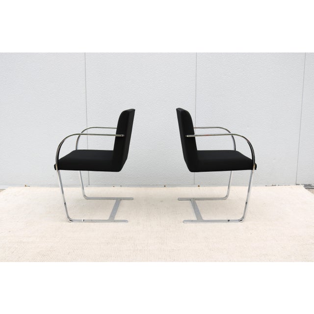 Ludwig Mies Van Der Rohe Brno Flat Bar Chairs in Black Fabric by Gordon - A Pair For Sale - Image 10 of 18