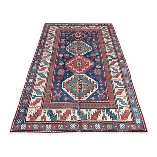 Antique Caucasion Kazak Rug -7' 6'' X 4' 5'' Feet For Sale