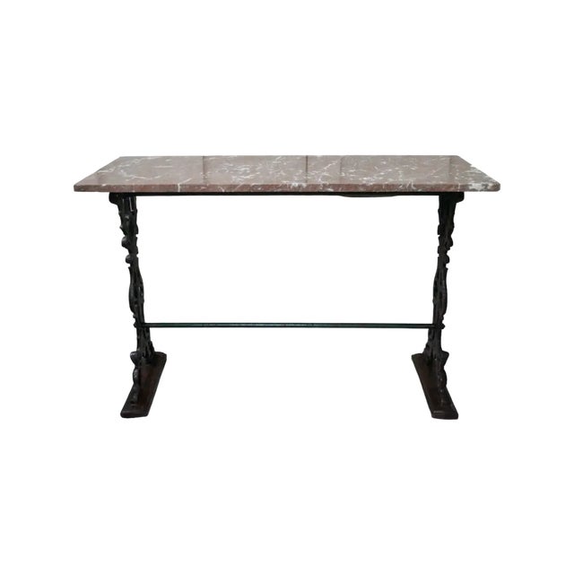 French Marble Topped Cast Iron Console Table, 1890 For Sale