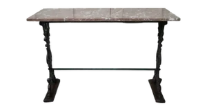 French Marble Topped Cast Iron Console Table, 1890