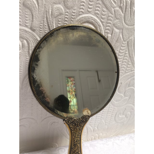 1890’s Antique Victorian Gold Hand Mirror Angel Face For Sale - Image 9 of 9