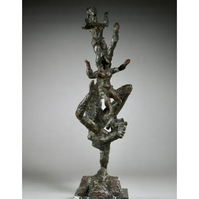 American Chaim Gross, Large Chaim Gross Mid Century Mod Bronze Sculpture Circus Acrobats WPA Artist For Sale - Image 3 of 10