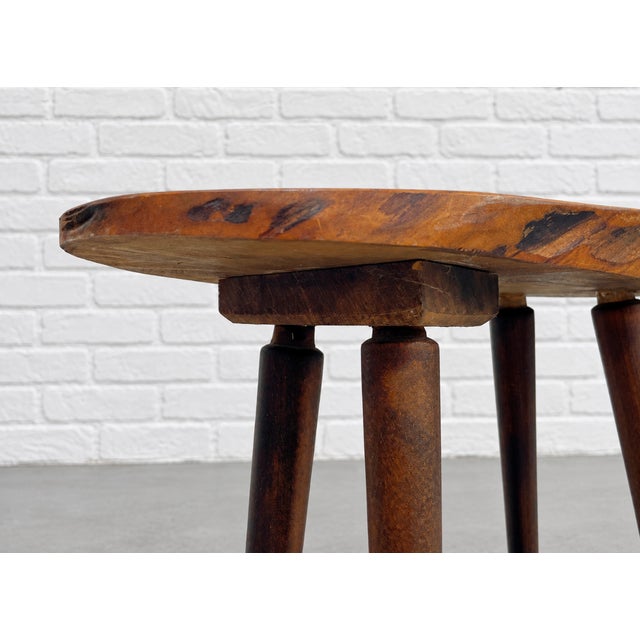 Signed Roy Sheldon Live Edge Stool Side Table, Vermont 1972, American Studio Craft, C. 1972 For Sale - Image 11 of 12