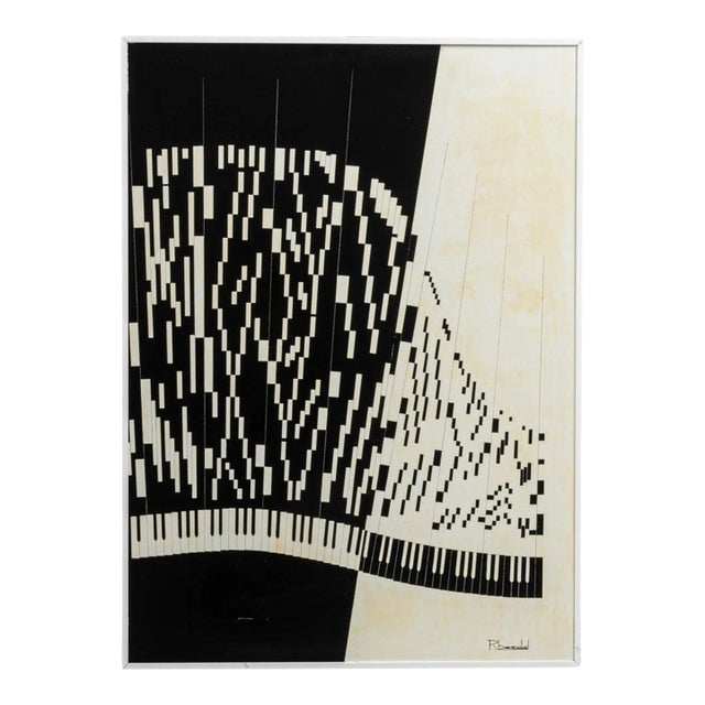 20th Century Belgian Artwork With Metal Frame By Rene Berdal For Sale