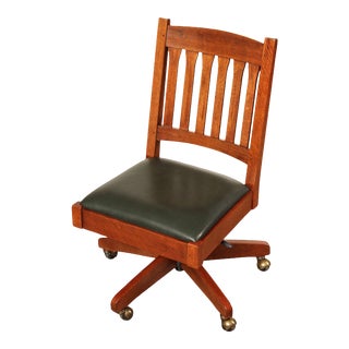 2010s Stickley Mission Collection Oak Swivel Office Desk Chair For Sale