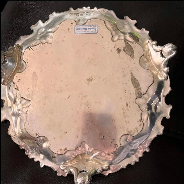 Rococo Silverplate Salver by Corbell & Co Round Tray For Sale - Image 3 of 10