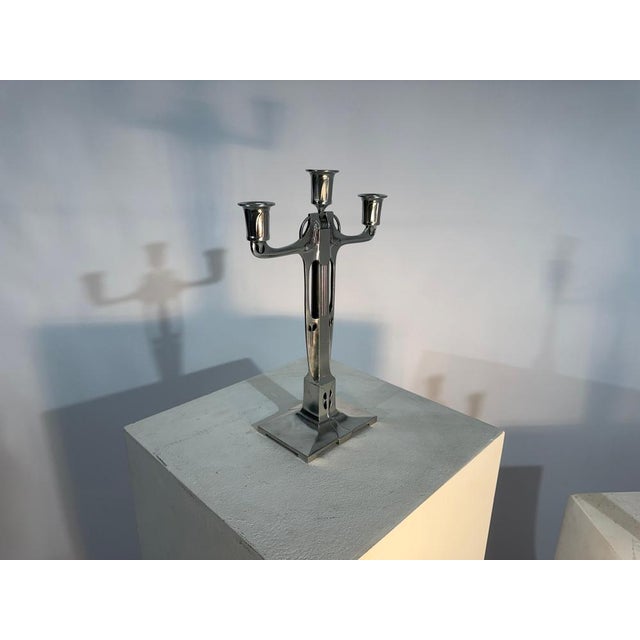 Metal Jugendstil Candlesticks in Pewter by Achille Gamba from Hille, 1920, Set of 2 For Sale - Image 7 of 13