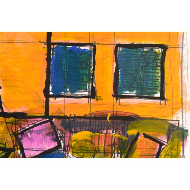 Paint Cubist Living Room Interior Scene in Orange, Green & Blue by Michael William Eggleston For Sale - Image 7 of 8