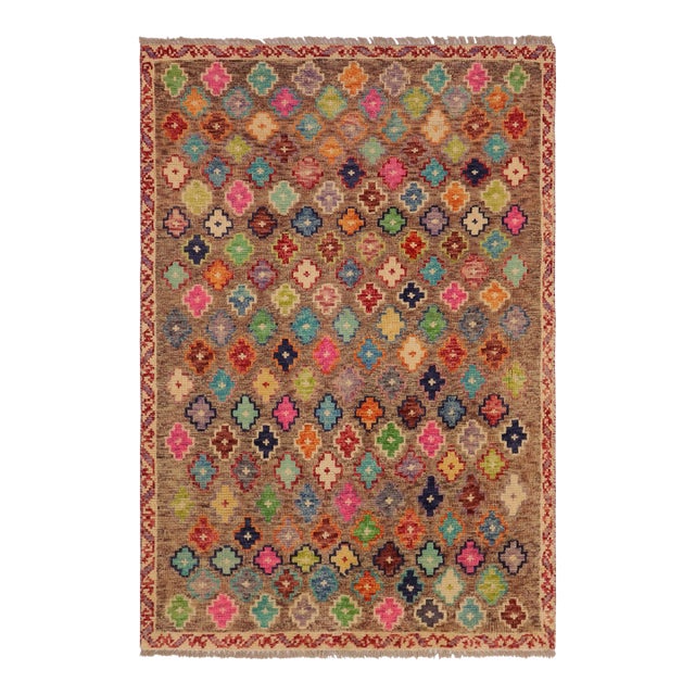 Boho Chic Balochi Brown/Beige Wool Rug - 3'3''x5'1'' For Sale