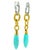 Italian 1990s Pair of Italian 18k Gold Diamond & Turquoise Link Drop Earrings For Sale - Image 3 of 10