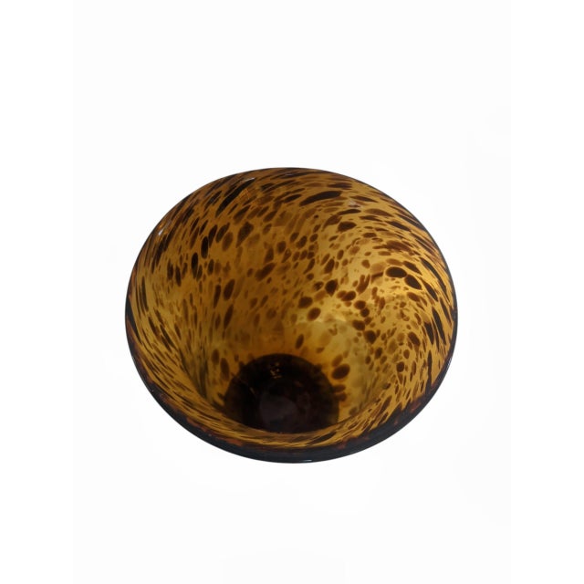 Vintage Hand Blown Tortoiseshell Glass Hurricane Vase For Sale - Image 10 of 11