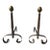 Antique Wrought Iron and Brass Andirons-a Pair For Sale