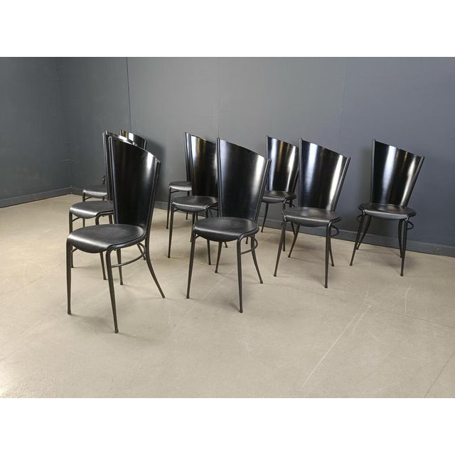 Black Post Modern Wooden Dining Chairs, 1980s, Set of 10 For Sale - Image 8 of 16