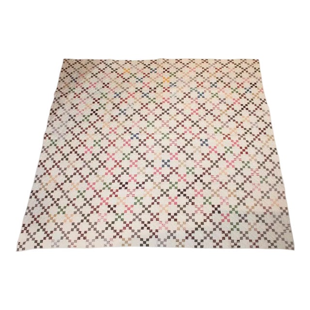 19th Century Mini Postage Stamp Chain Quilt For Sale