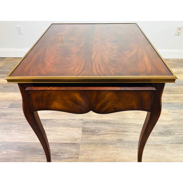 1980s Ralph Lauren “Cannes” French Mahogany & Brass Side Table For Sale - Image 5 of 12