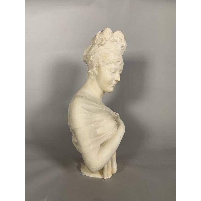 Stone Sculpture, Bust of Madame de Récamier after Joseph Chinard (1756-1813), 52cm, 19th century For Sale - Image 7 of 10