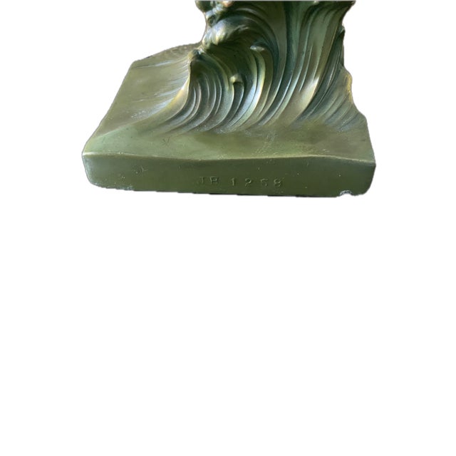 Metal Art Deco Vintage Jennings Bros Brass Marlin/Sailfish Bookends For Sale - Image 7 of 10