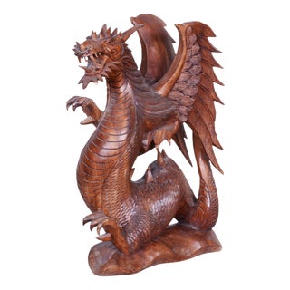Vintage Asian Statue in Lacquered Wood, 1930s For Sale
